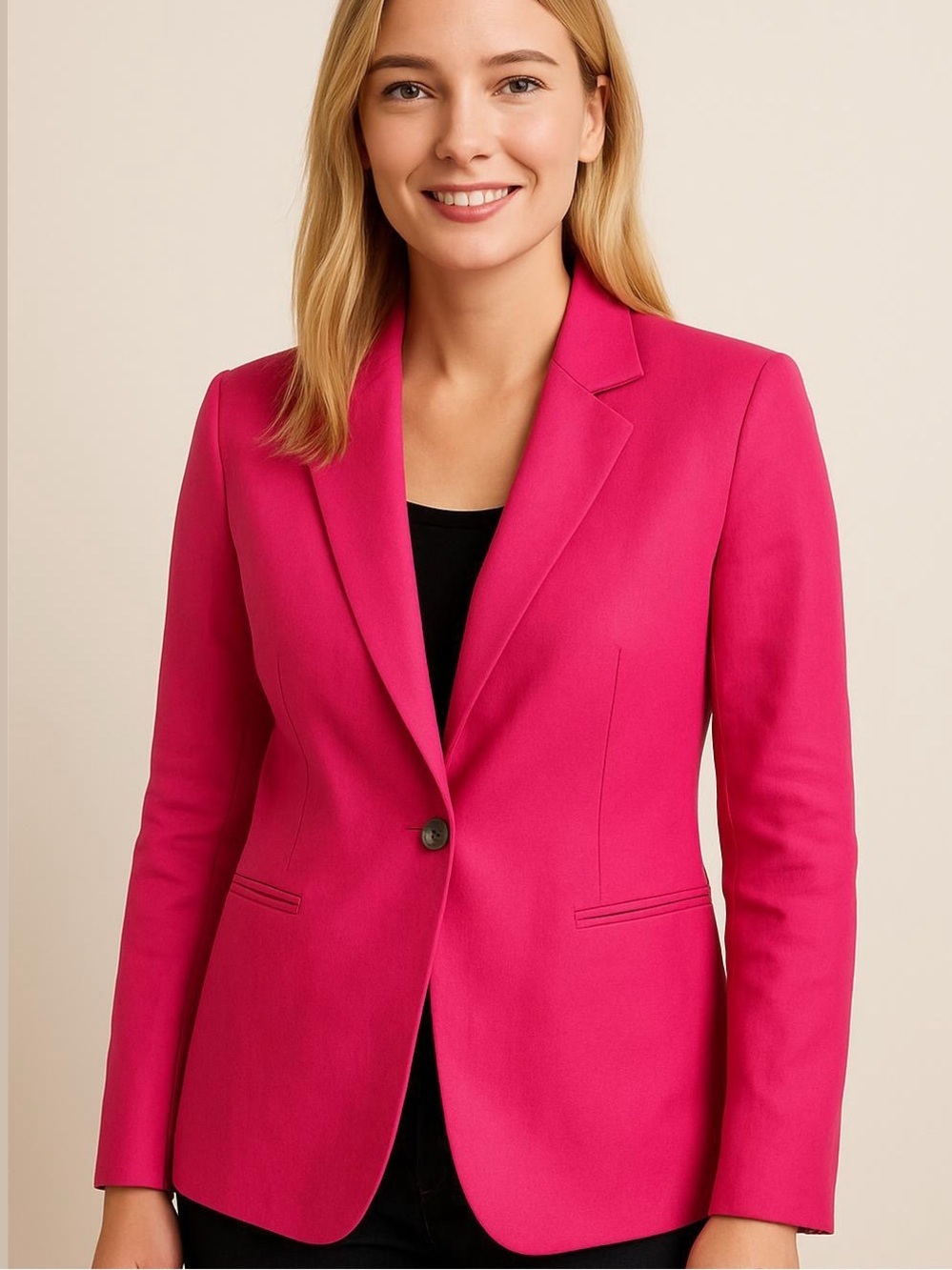 [NWT] J.Crew Fuchsia Pink Linen Single-Breasted Longline Blazer Jacket - Sz 4